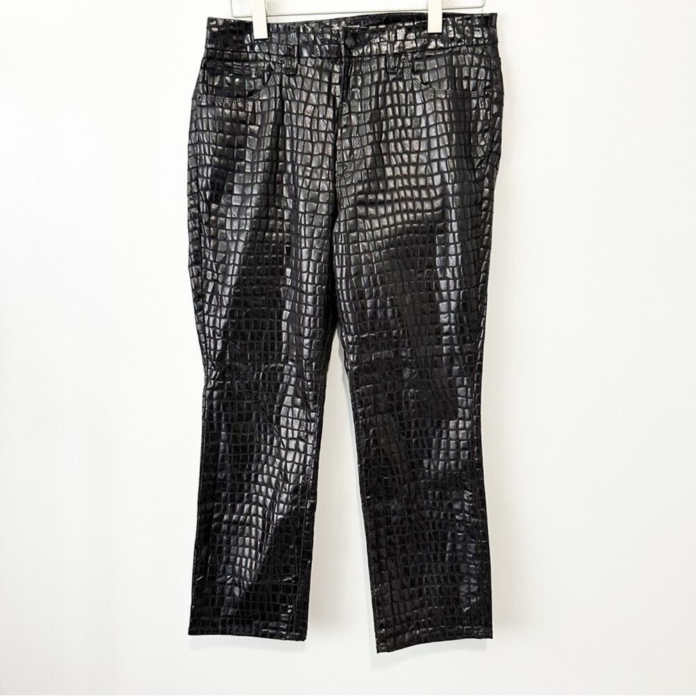 Good American Good straight croc embossed pants size 14 size 32 black high rise